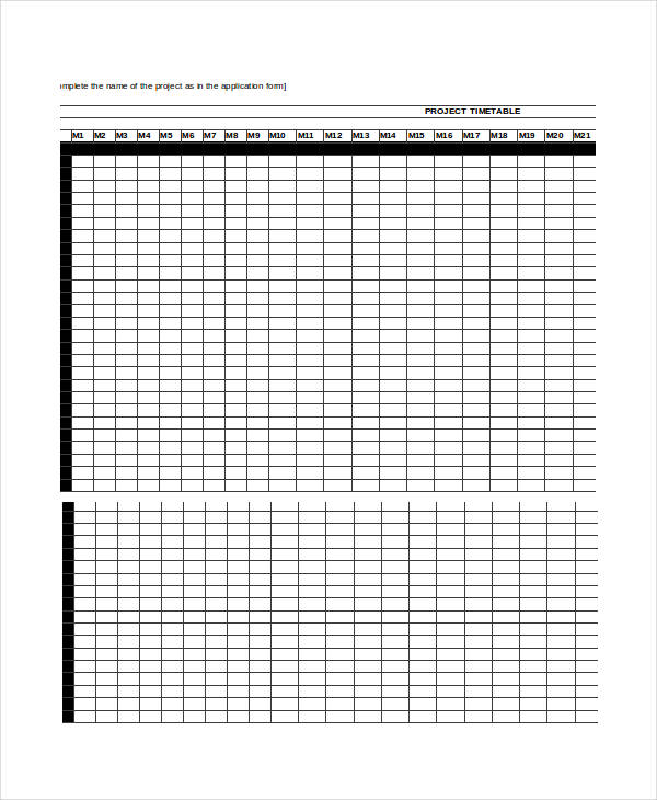 Monthly Project Timeline Template Excel PDF Template