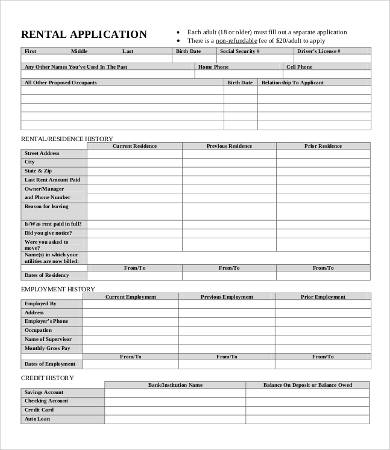 Google form rental application