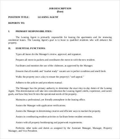 Real Estate Agent Job Description - 9+ Free Word, PDF Documents Download