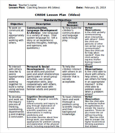 preschool lesson plan template