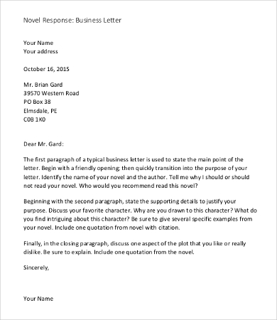 business response letter template