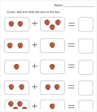 free printable preschool addition template