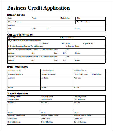 Business Credit Application Form - 11+ Free Word, PDF Documents Download