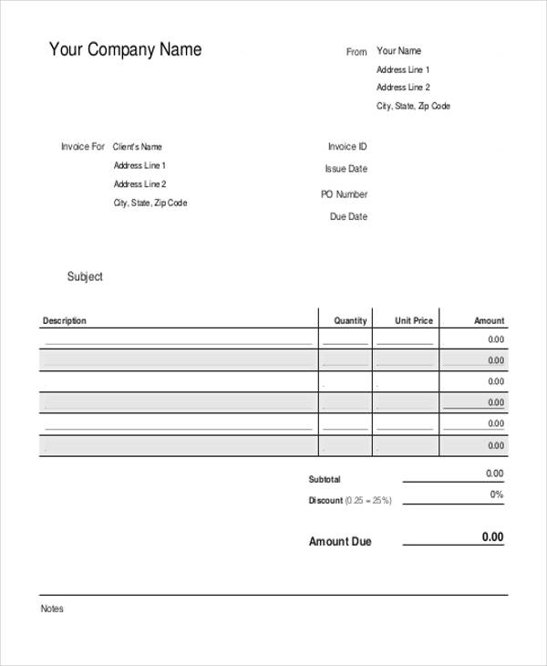 Bakery Invoice Templates 16 Free Word Excel PDF Format Download