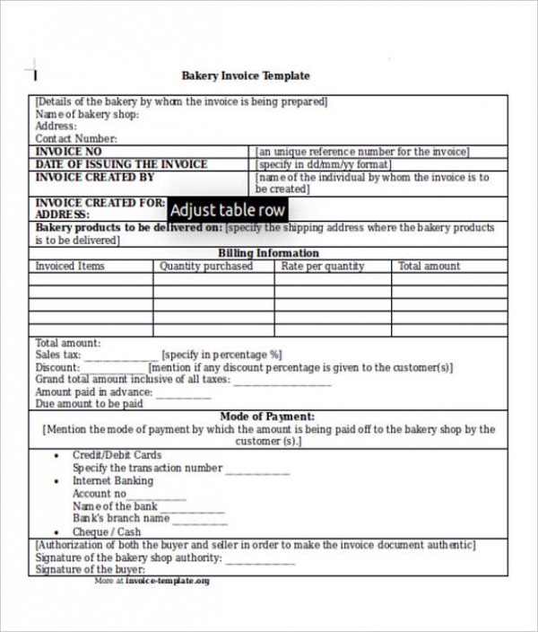 bakery invoice templates 16 free word excel pdf format download