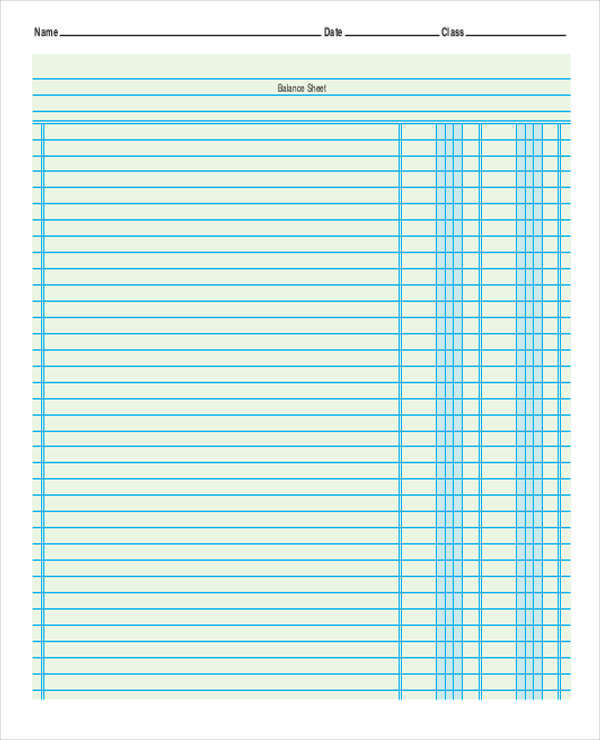 Printable Accounting Sheet