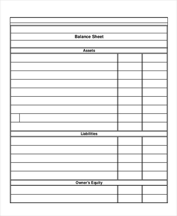 simple blank balance sheet