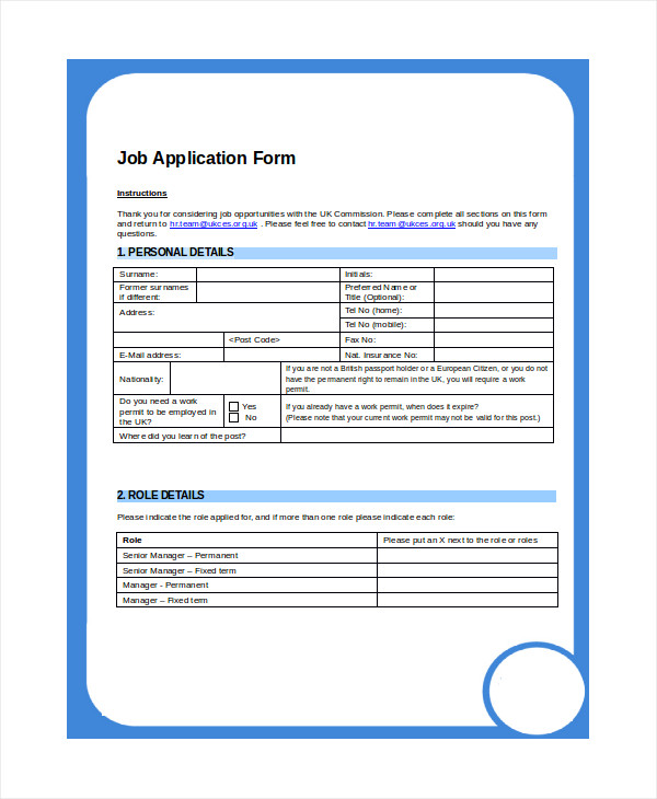 Printable Applications - 8+ Free Word, PDF Document Download