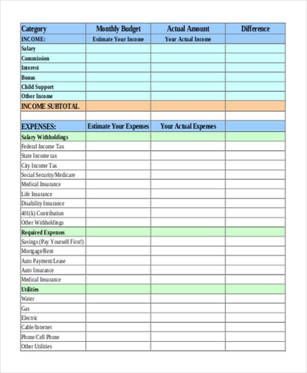 Printable Accounting Sheet | Free & Premium Templates