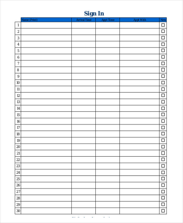 8  Patient Sign In Sheet Templates