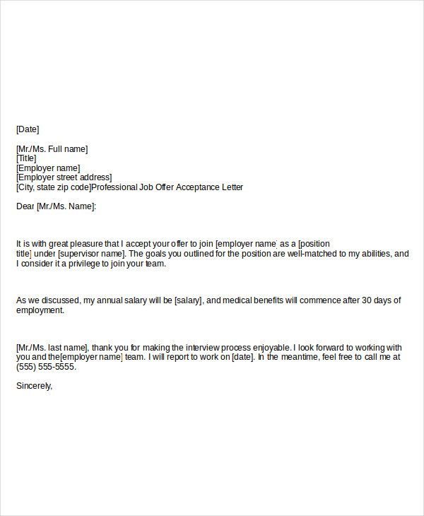 offer letter acceptance email reply sample doc