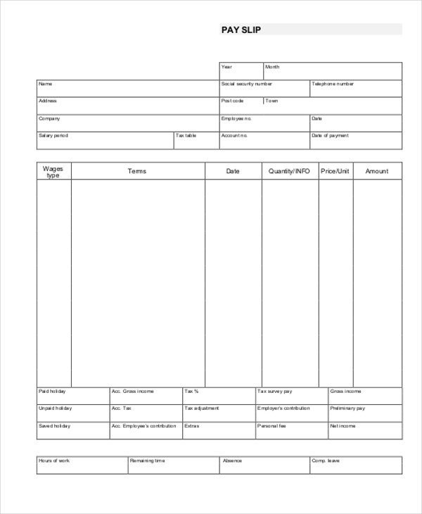 Paycheck Stub Template