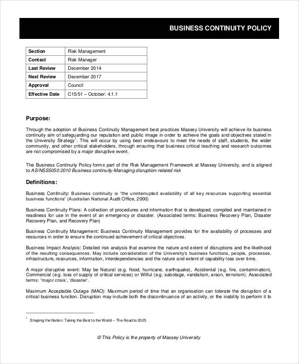 Business Policy Template 9+ Free PDF Documents Download