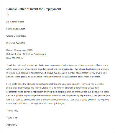 Letter Of Employment Template - 9+ Free Word, Pdf Documents Download