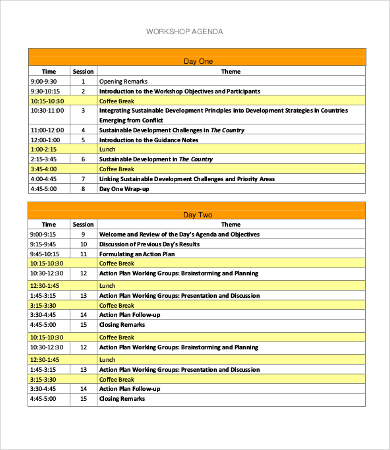 one day workshop agenda template