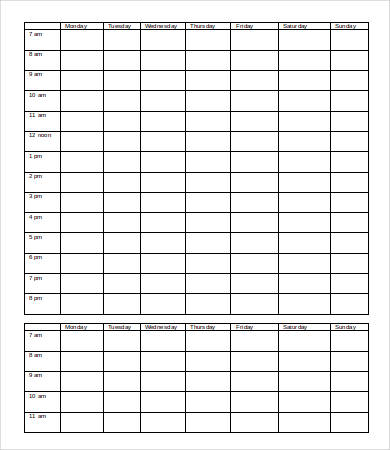 Printable Hourly Schedule Template - 14+ Free Word, Excel, PDF ...