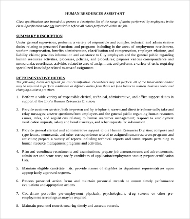 Human Resource Manager Job Description - 16+ Free Word, PDF Format Download