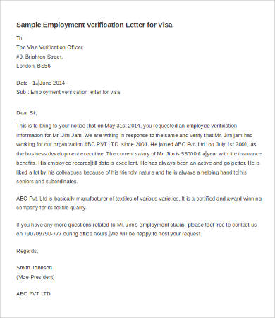 Verification of Employment Letter - 12+ Free Word, PDF Documents Download