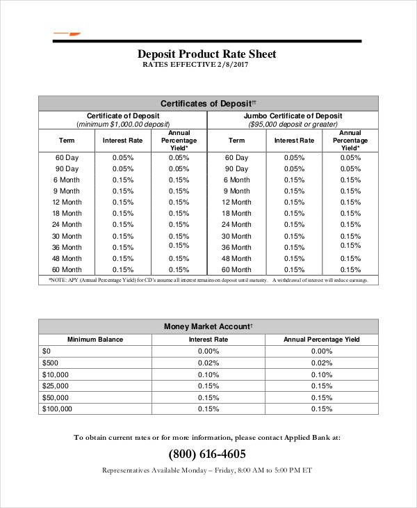 Best Templates Rate Sheet Template 10 Free Sample Example Format 