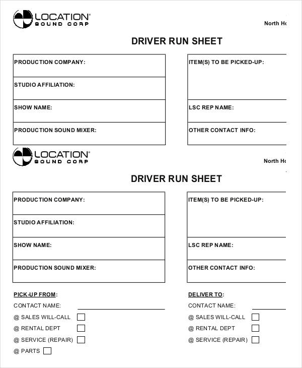 Run Sheet Template 11+ Free Sample, Example, Format