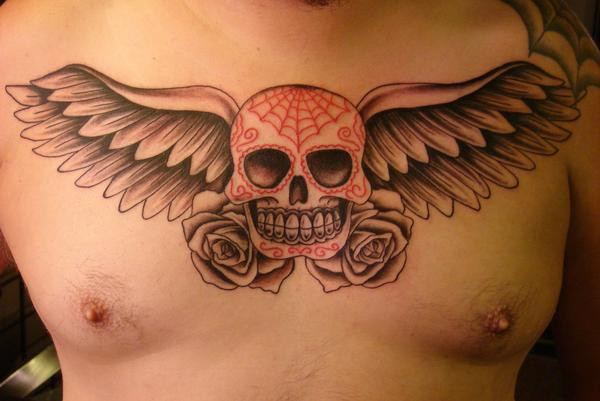 sugar skull angel tattoo