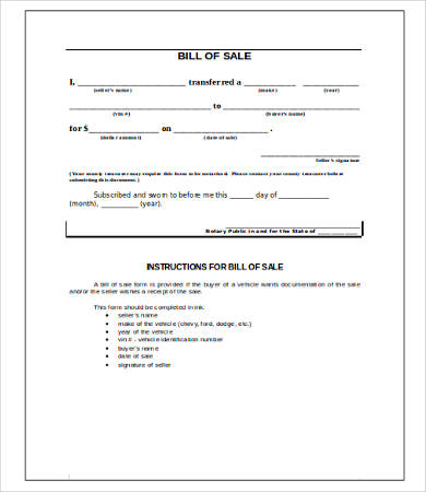 bill of sale template in word 9 free word documents download free