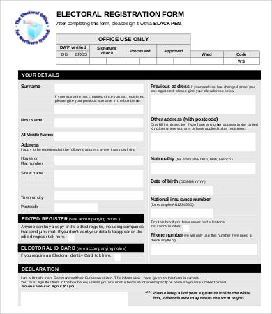 electoral registration form printable
