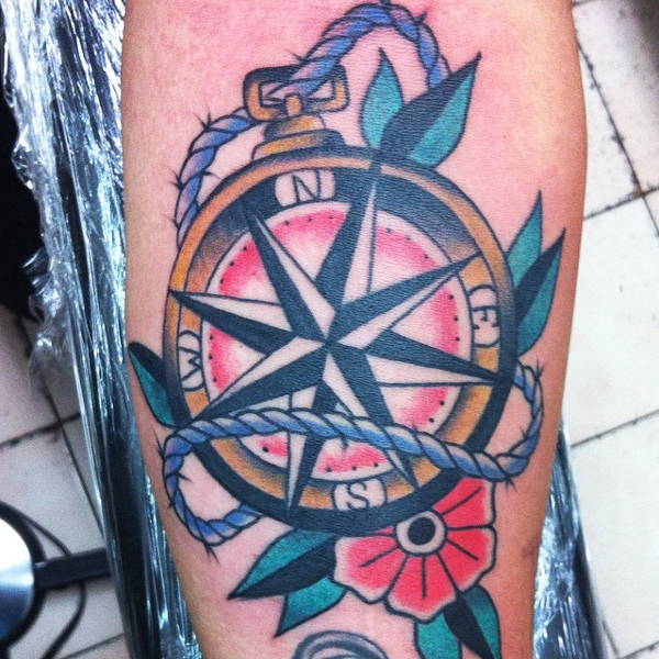 compass traditional tattoo