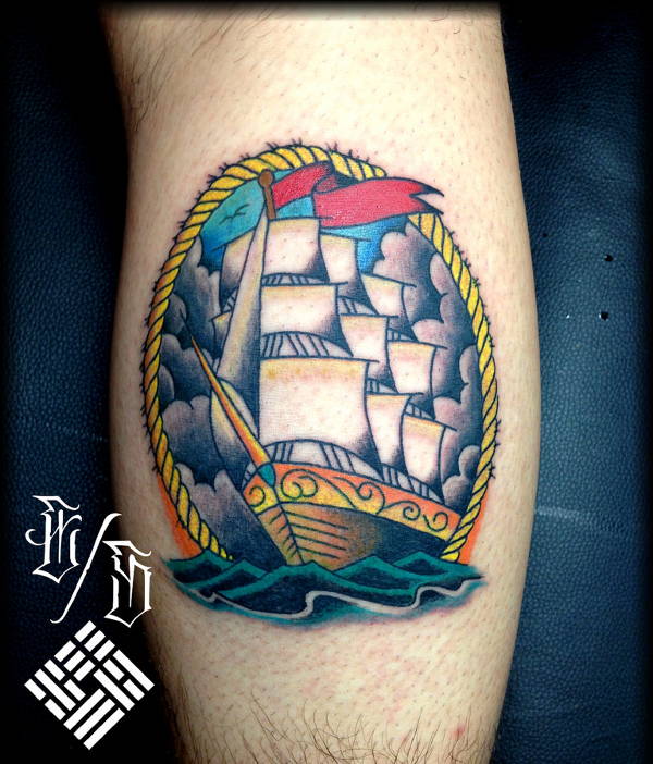 traditional ship tattoo 