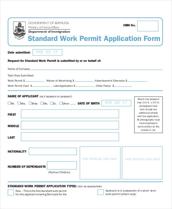 standard work application template