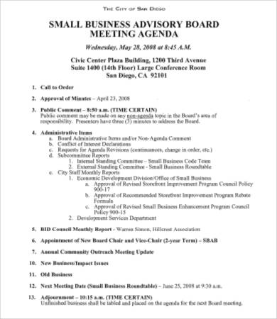 Board Meeting Agenda Template - 8+Free Word, PDF Documents 