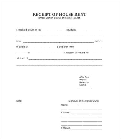 free house rent receipt template