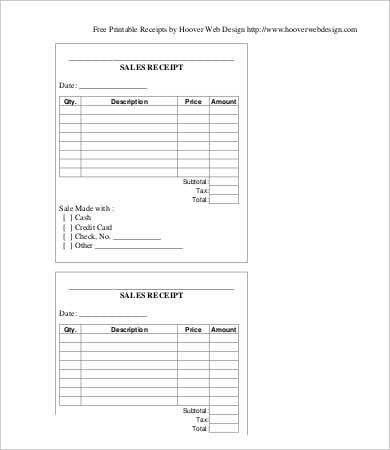 free receipt template 8 free word pdf documents download free