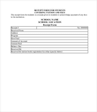 free receipt form template