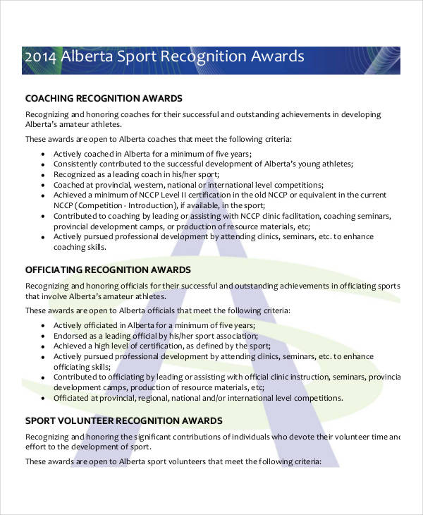 Recognition Award Templates 8+ Free Word, Excel, PDF Documents Download