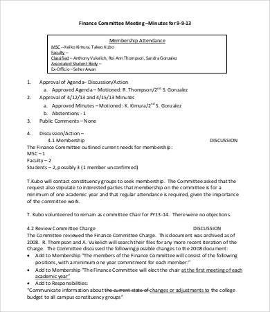 committee meeting minutes template
