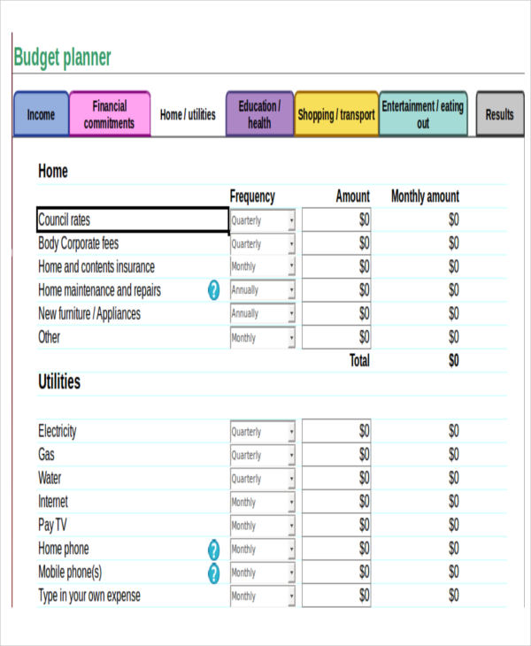 free online excel budget templates