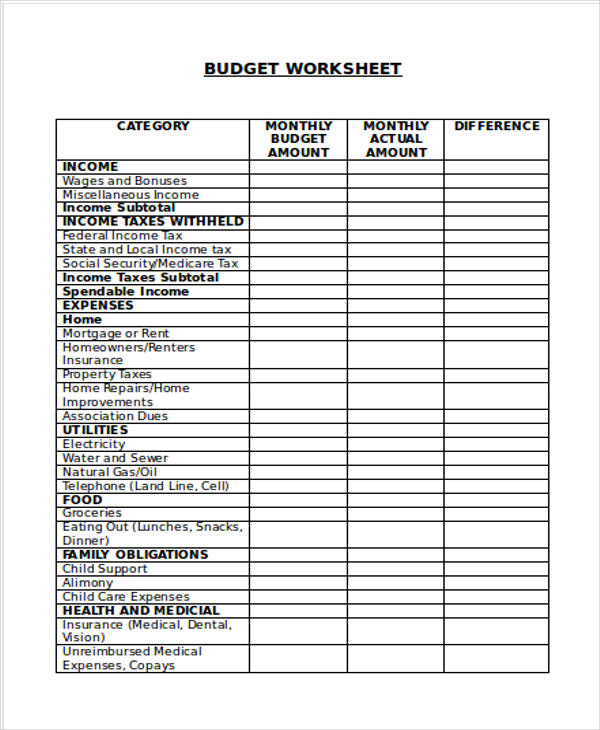 Operating Budget Template Excel