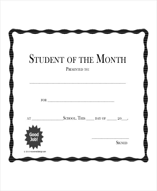 student of the month award template