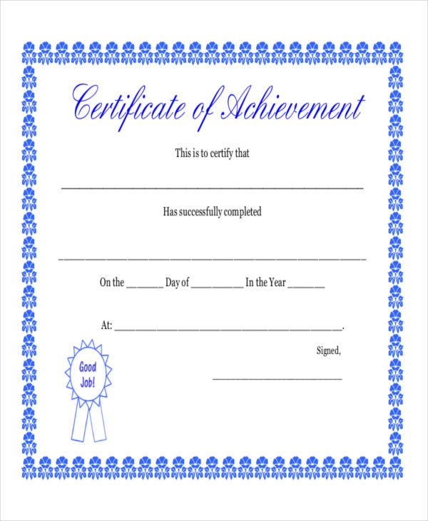 achievement certificate template