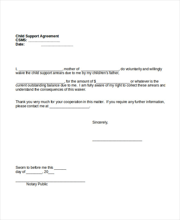 How To Write A Child Support Agreement