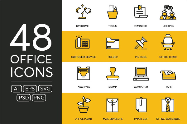 outline office icons