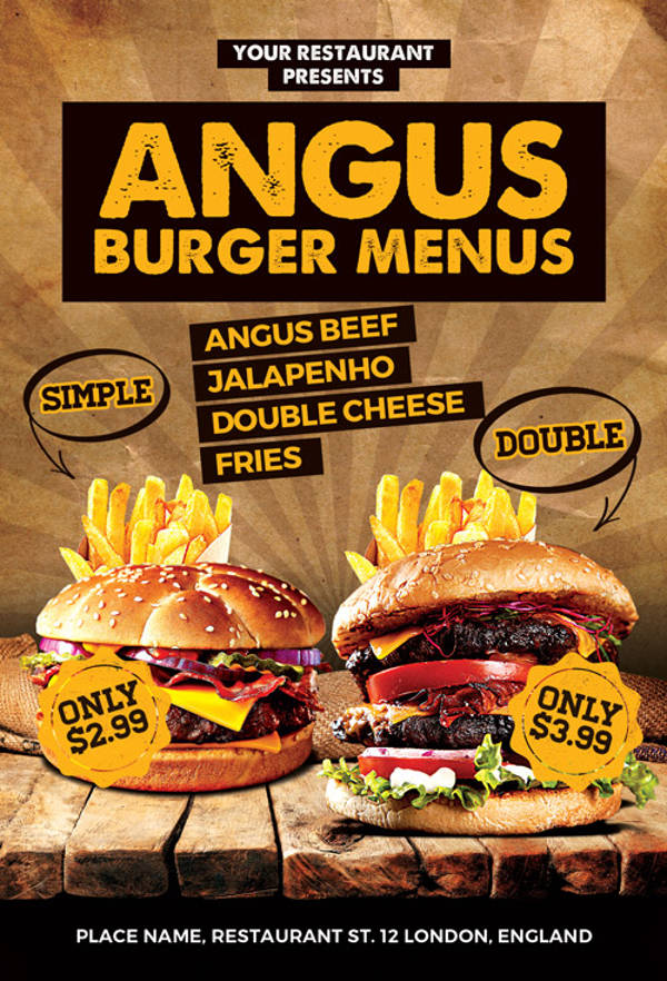 11 + Beautiful Burger Flyers - Word, PSD, AI, EPS Vector 