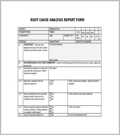 root cause report form in word