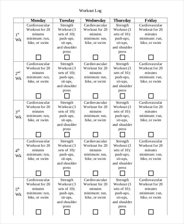 Printable Body For Life Workout Plan