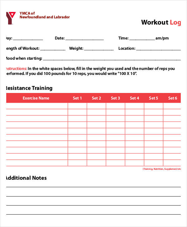 Printable Workout Log - 8+ Free PDF Documents Download