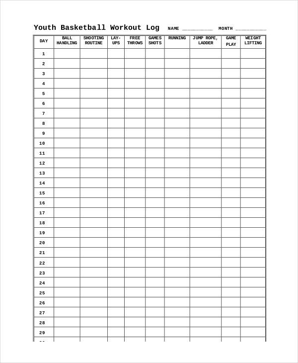 Printable Workout Log - 8+ Free PDF Documents Download
