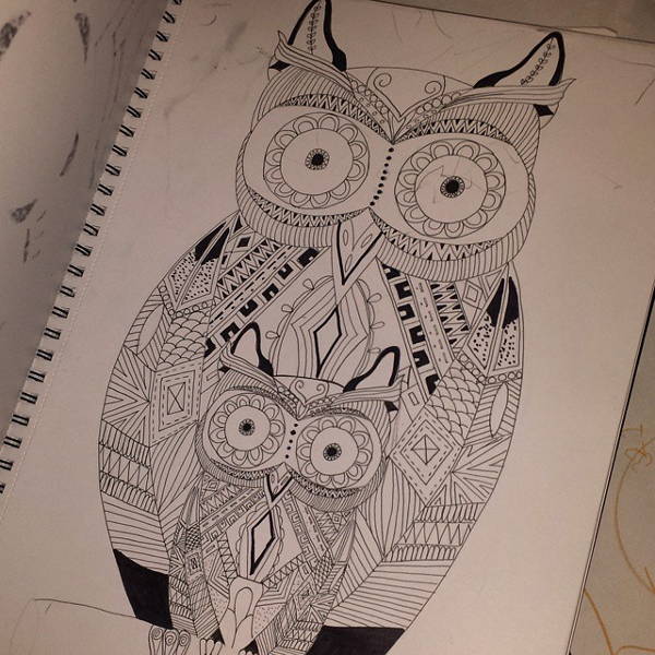 owl line drawing