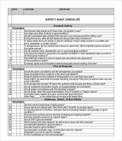 safety audit checklist template