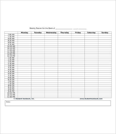 hour by hour planner